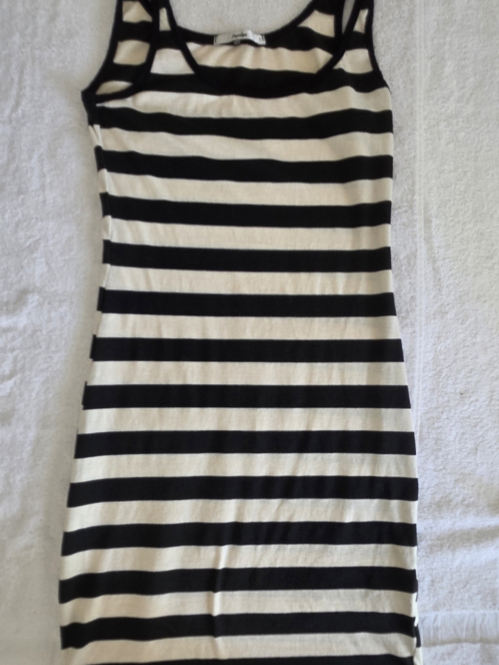 Papaya Striped Bodycon Mini Dress Tank Scoop Neck Black Cream